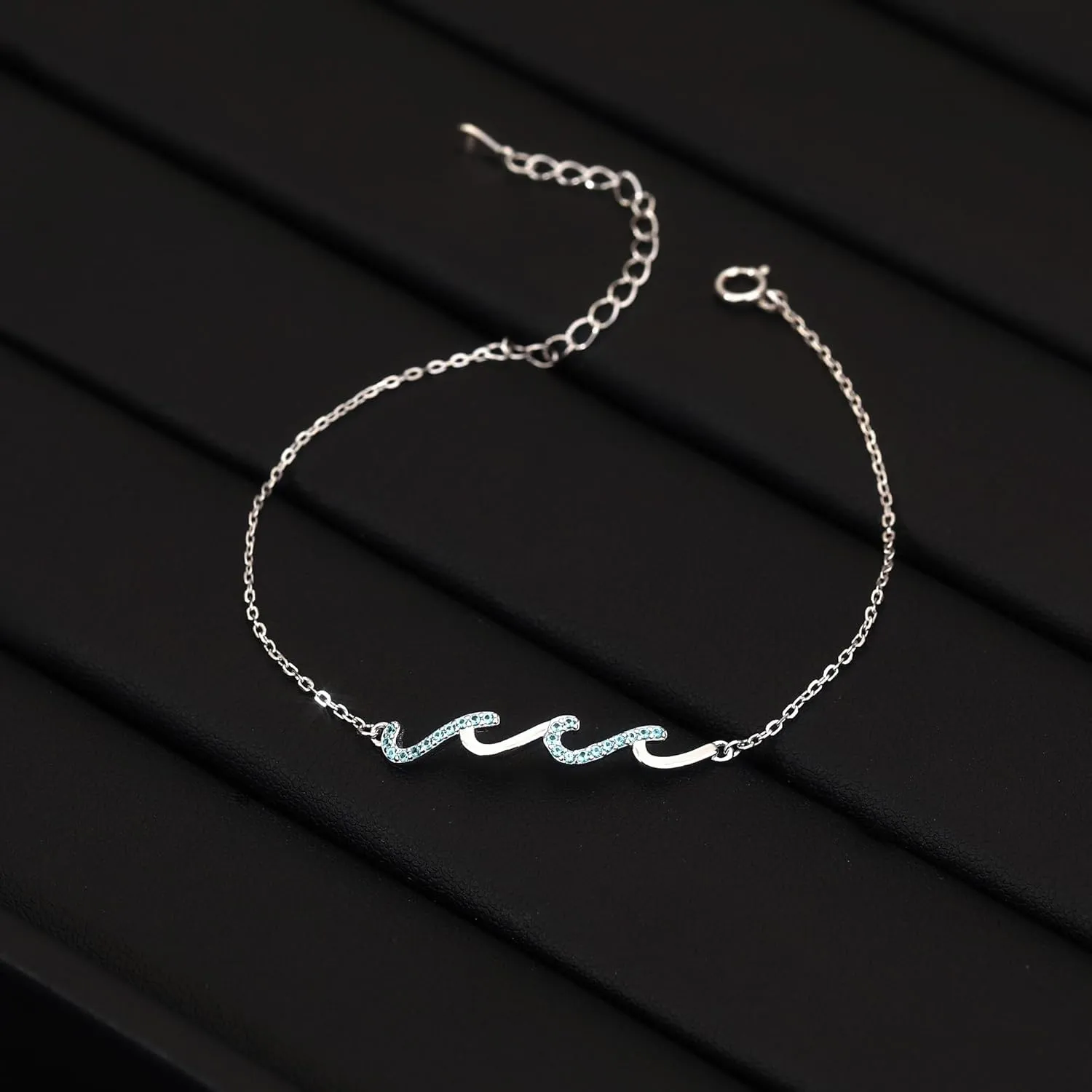 925 Sterling Silver Wave Bracelets for Mom Bestie Sister Best Friends Gifts for Women Trendy, Dainty Inspirational Bracelet for Daughter, Meaningful Birthday Graduation Gifts