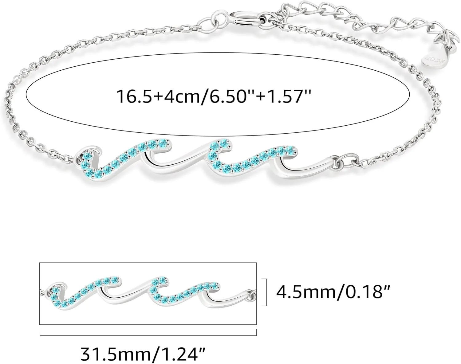 925 Sterling Silver Wave Bracelets for Mom Bestie Sister Best Friends Gifts for Women Trendy, Dainty Inspirational Bracelet for Daughter, Meaningful Birthday Graduation Gifts