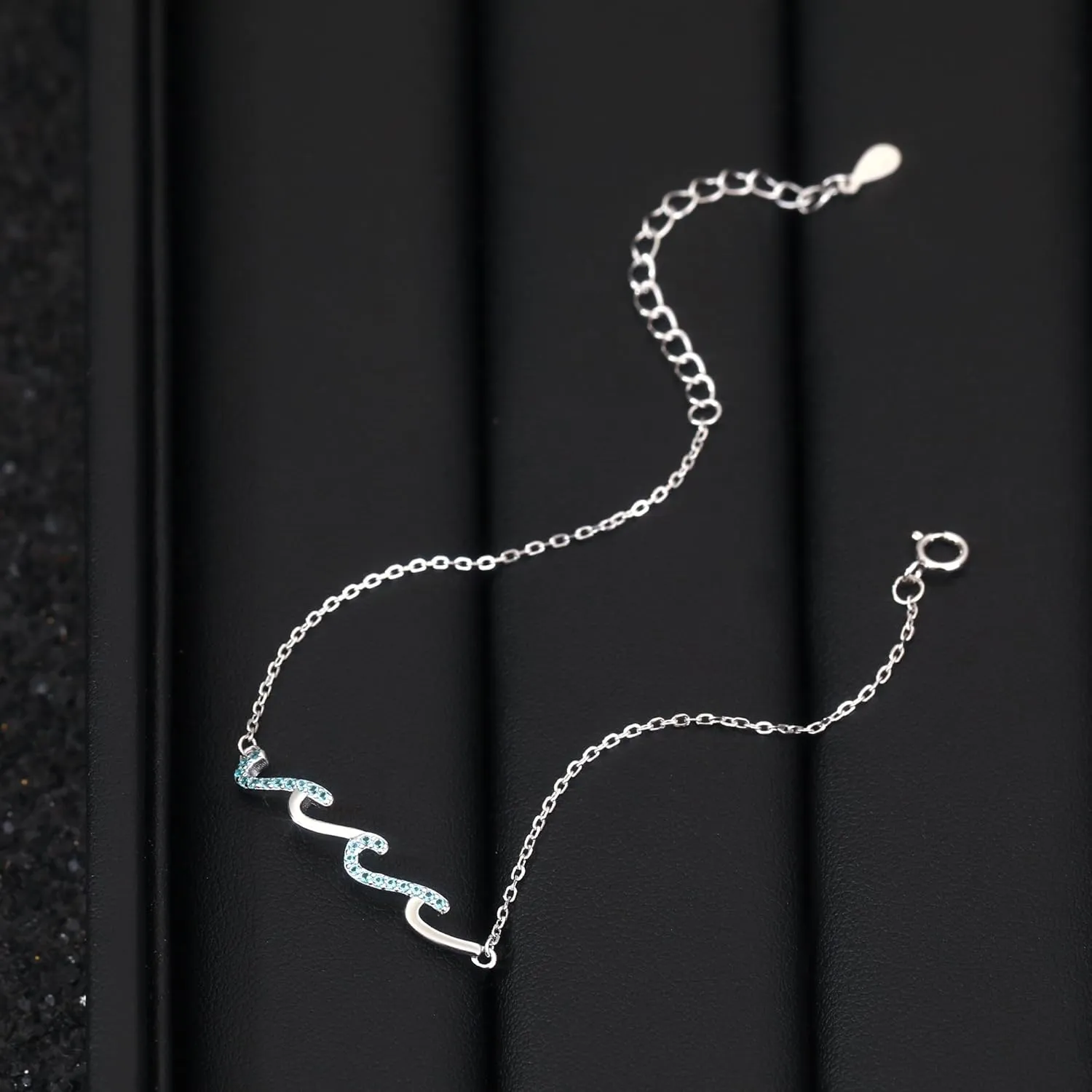 925 Sterling Silver Wave Bracelets for Mom Bestie Sister Best Friends Gifts for Women Trendy, Dainty Inspirational Bracelet for Daughter, Meaningful Birthday Graduation Gifts