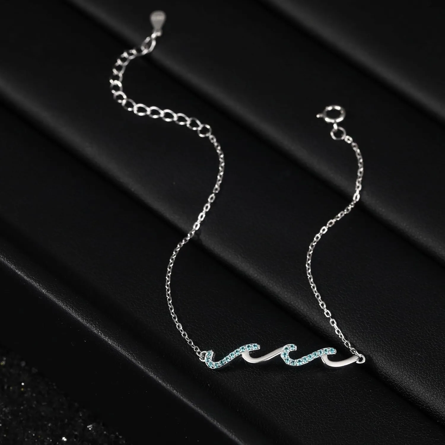 925 Sterling Silver Wave Bracelets for Mom Bestie Sister Best Friends Gifts for Women Trendy, Dainty Inspirational Bracelet for Daughter, Meaningful Birthday Graduation Gifts