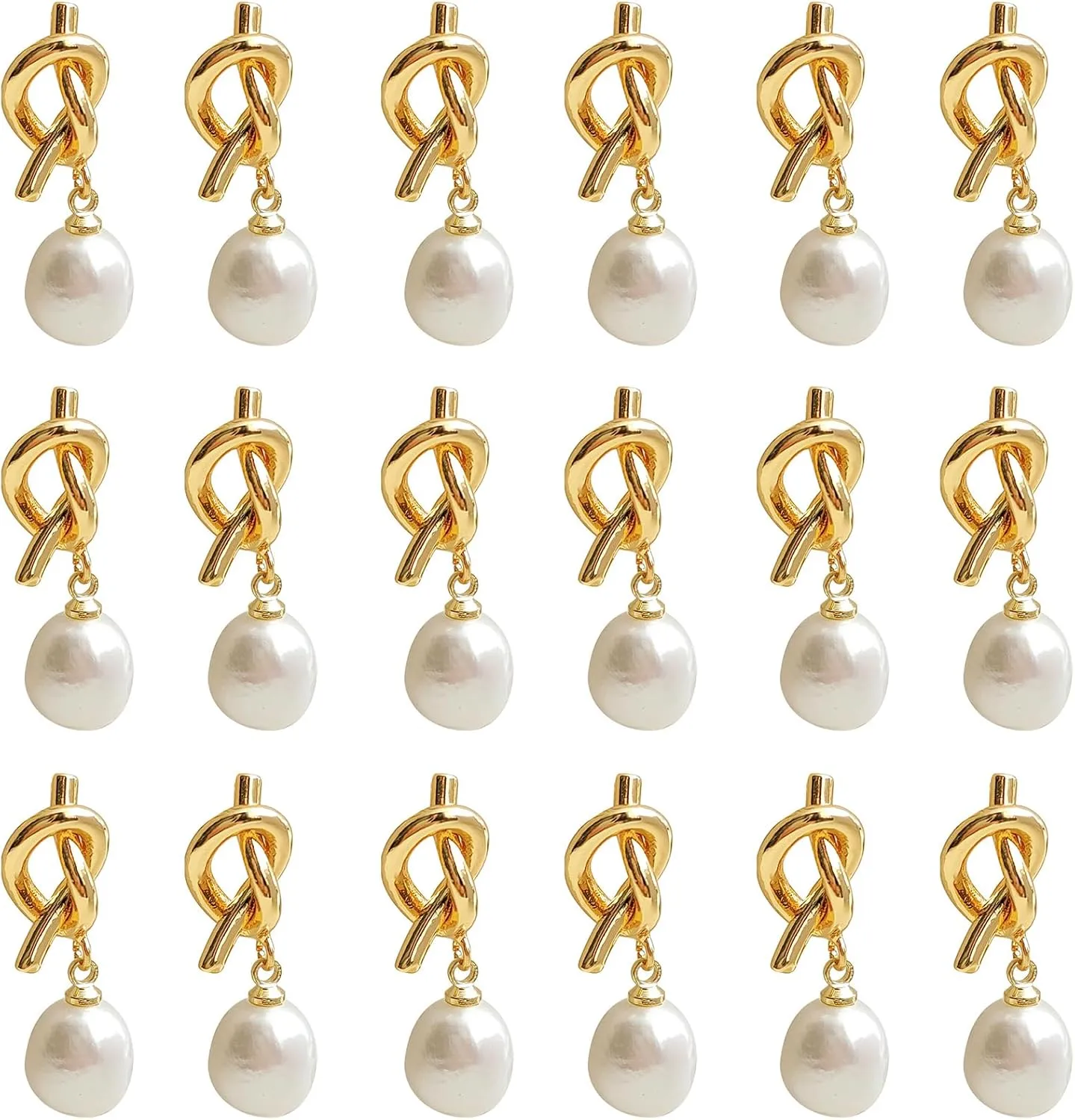 9Pairs Vintage Pearl Drop Earrings for Women,Elegant Gold Pearl Knot Earrings Bridesmaid Proposal Accessory Wedding Day Jewelry