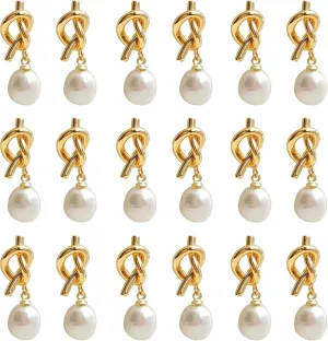 9Pairs Vintage Pearl Drop Earrings for Women,Elegant Gold Pearl Knot Earrings Bridesmaid Proposal Accessory Wedding Day Jewelry