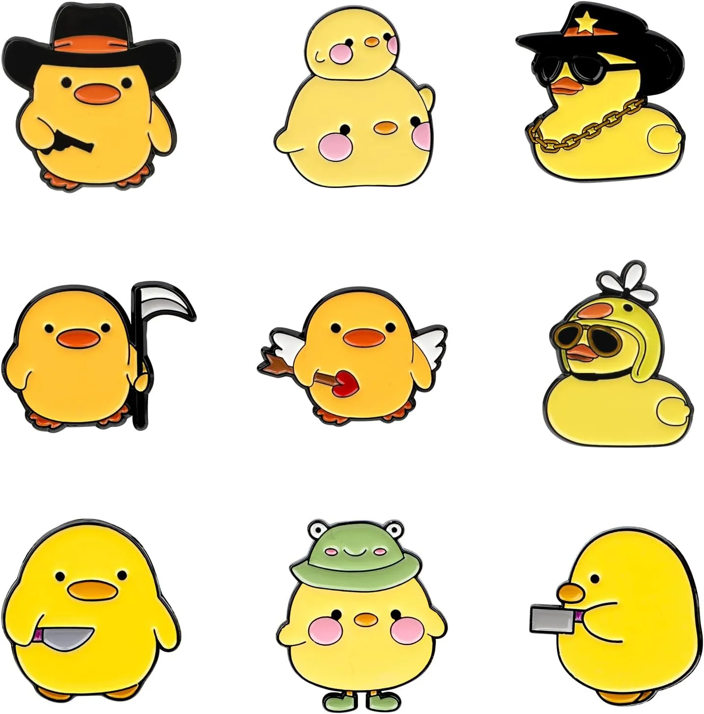 9Pcs Cute Enamel Pins, Funny Backpack Pins for Jacket Coat Hat Bags Accessories, Unique Novelty Pins for Women Men Gift