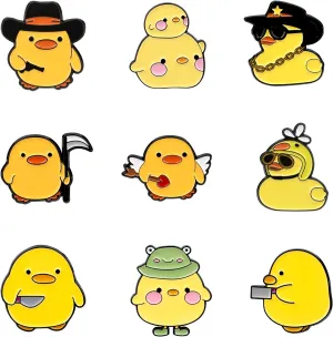 9Pcs Cute Enamel Pins, Funny Backpack Pins for Jacket Coat Hat Bags Accessories, Unique Novelty Pins for Women Men Gift