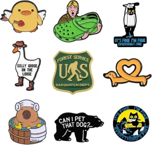 9PCS Easter Enamel Pins For Backpacks Pack Fun Backpack Pin For Lapel Jacket Hat Bag Adult Teens Girls Boys, Small Buttons Unique Novelty Mood Assorted Cartoon Cheap Bulk Craft Supply Accessories Gifts.