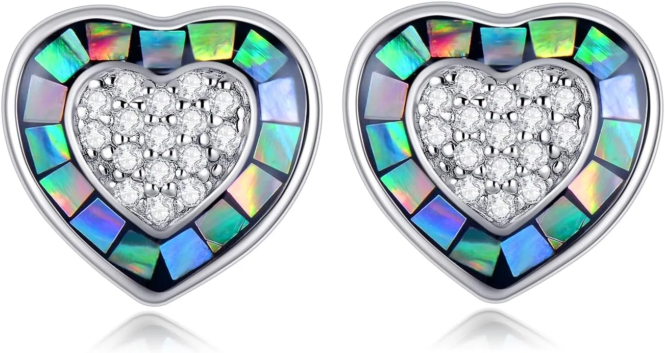 Abalone Shell Earrings s925 Sterling Silver Heart/Flower/Trefoil/Four Leaf Clover/Cross Stud Earrings for Women Jewelry Christmas Brithday Gifts