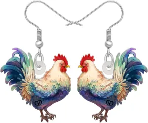 Acrylic Adorable Rooster Earrings Farm Animals Dangle Lightweight Jewelry For Women Chicken Lovers Party Gifts Charms