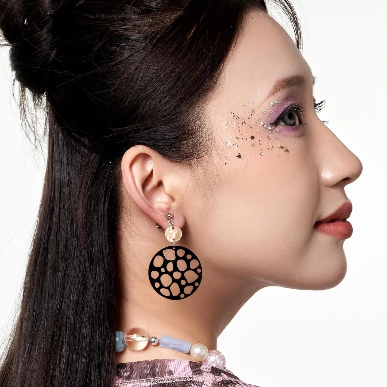 Acrylic Clip On Earrings for Women, Regular Lightweight Colorful Clip On Drop Earrings Non Piercing Jewelry Birthday Christmas Valentine's Day Gift