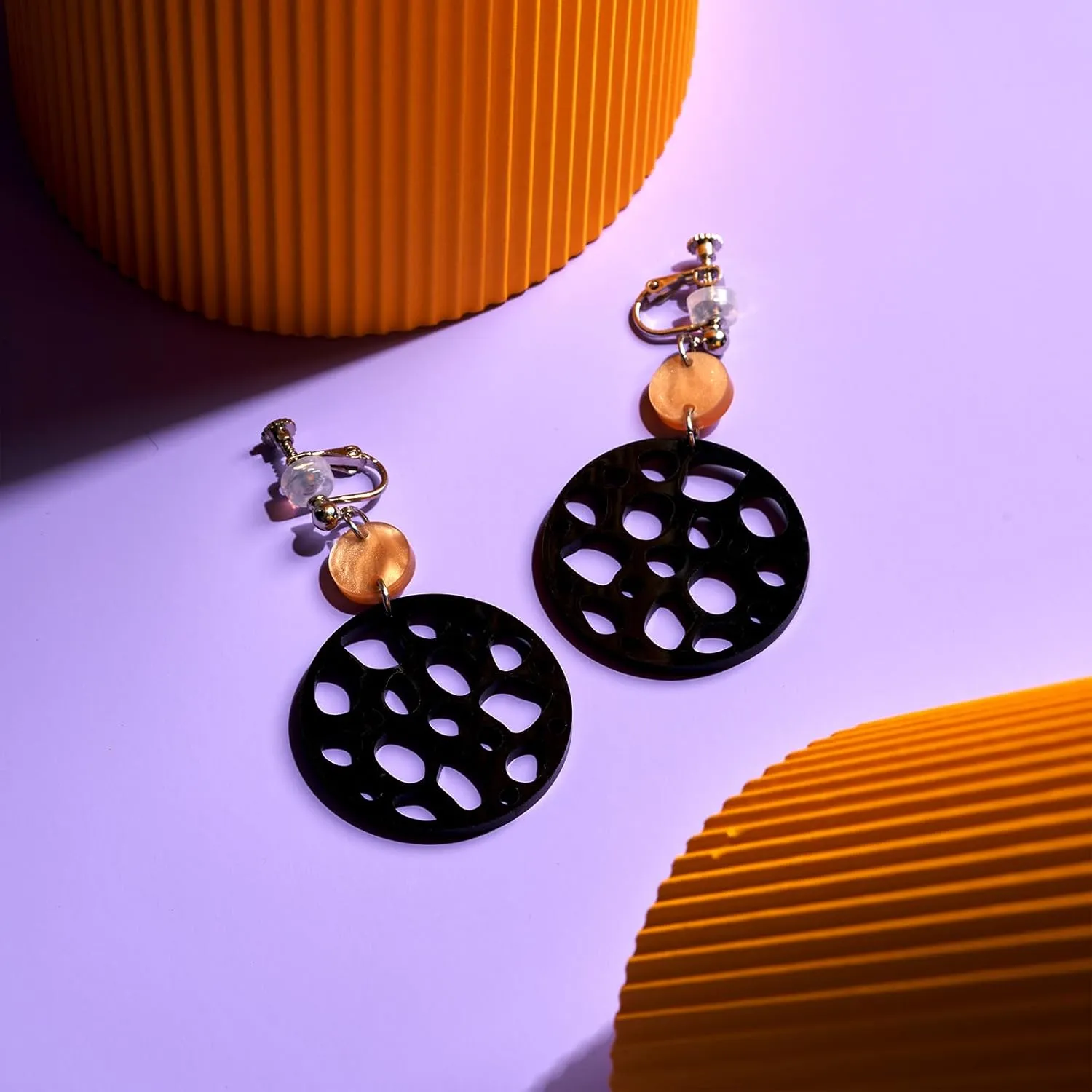 Acrylic Clip On Earrings for Women, Regular Lightweight Colorful Clip On Drop Earrings Non Piercing Jewelry Birthday Christmas Valentine's Day Gift