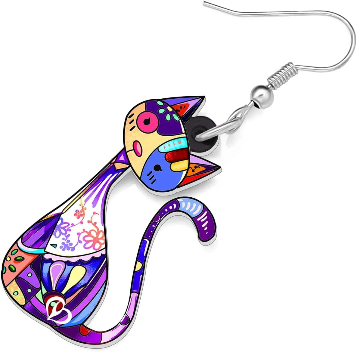 Acrylic Cute Colorful Cat Earrings Fun Cartoon Kitten Pets Animals Dangle Novelty Jewelry For Women cat Lovers Mom Charms Party Gifts