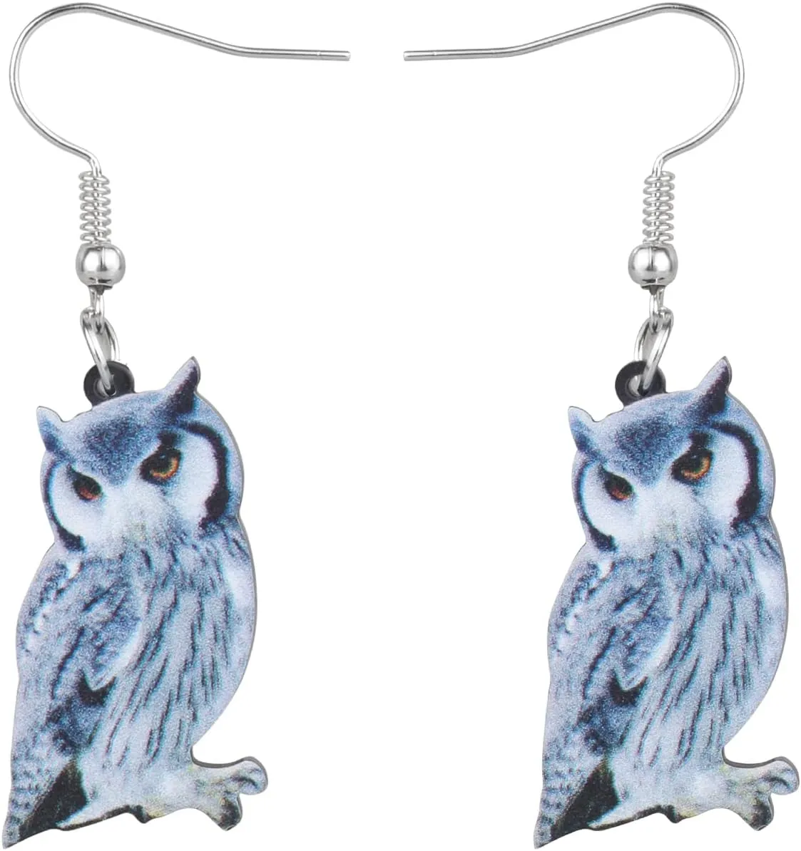 Acrylic Dangle Earrings, Earrings Novelty Earrings, Drop Dangle Earrings Jewelry, Fun Fashion Animal Jewelry Statement Dangle Charms for Women Holiday Accessories Christmas Gift (Grey-Owl)