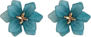 Acrylic Flower Stud Earrings Bohemian Flower Floral Statement Drop Earrings Cute Resin Flowers Earrings Handmade Huge Faux Flower Stud Earrings Jewelry Gifts for Women Girls