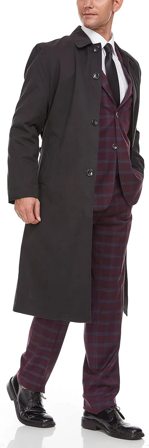Adam Baker Men's Single Breasted Breasted Full Length Trench Coat All Year Round Raincoat