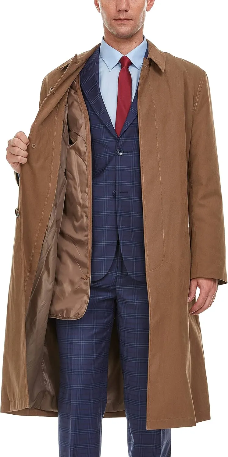 Adam Baker Men's Single Breasted Breasted Full Length Trench Coat All Year Round Raincoat