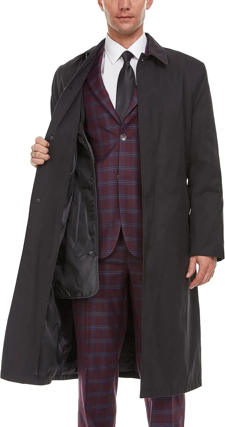 Adam Baker Men's Single Breasted Breasted Full Length Trench Coat All Year Round Raincoat