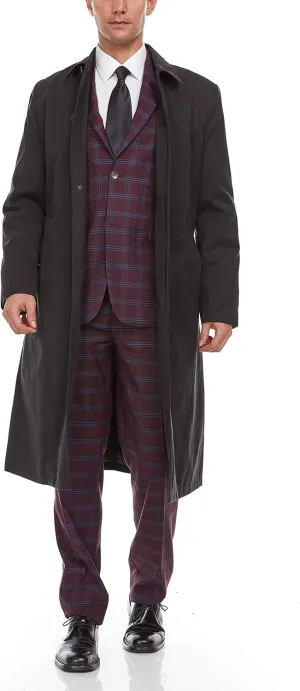Adam Baker Men's Single Breasted Breasted Full Length Trench Coat All Year Round Raincoat