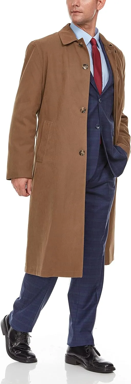 Adam Baker Men's Single Breasted Breasted Full Length Trench Coat All Year Round Raincoat