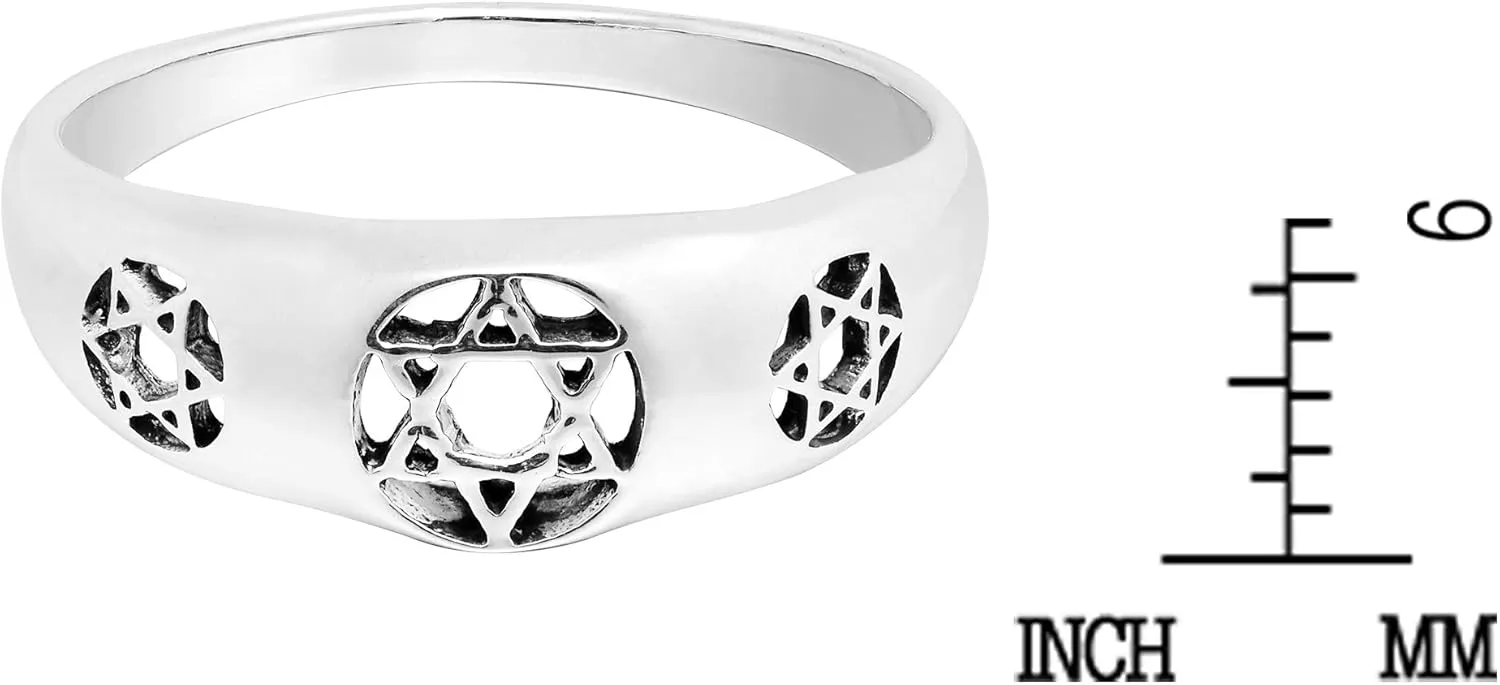 AeraVida Meaningful & Elegant Triple Star of David Sterling Silver Ring | Minimalist Wedding Rings For Women | Casual Comfort Fit Silver Rings for Women | Mothers Day | Sterling Silver Rings