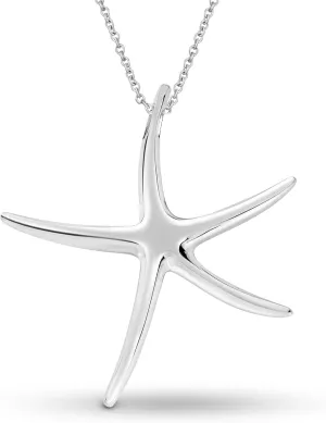 AeraVida Playful Starfish Dance .925 Sterling Silver Pendant Necklace