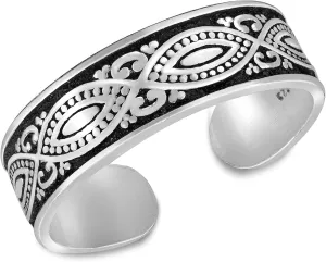 AeraVida Sleek Unisex Balinese Marquise Design Sterling Silver Long Toe or Pinky Ring, 0.20 inch