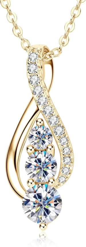 AINUOSHI Infinity Moissanite Necklaces for Women, 925 Sterling Silver Moissanite Pendant Necklace 2ct D Color VVS1 Clarity, White Gold Plated Dainty Necklace for Women Jewelry Gifts