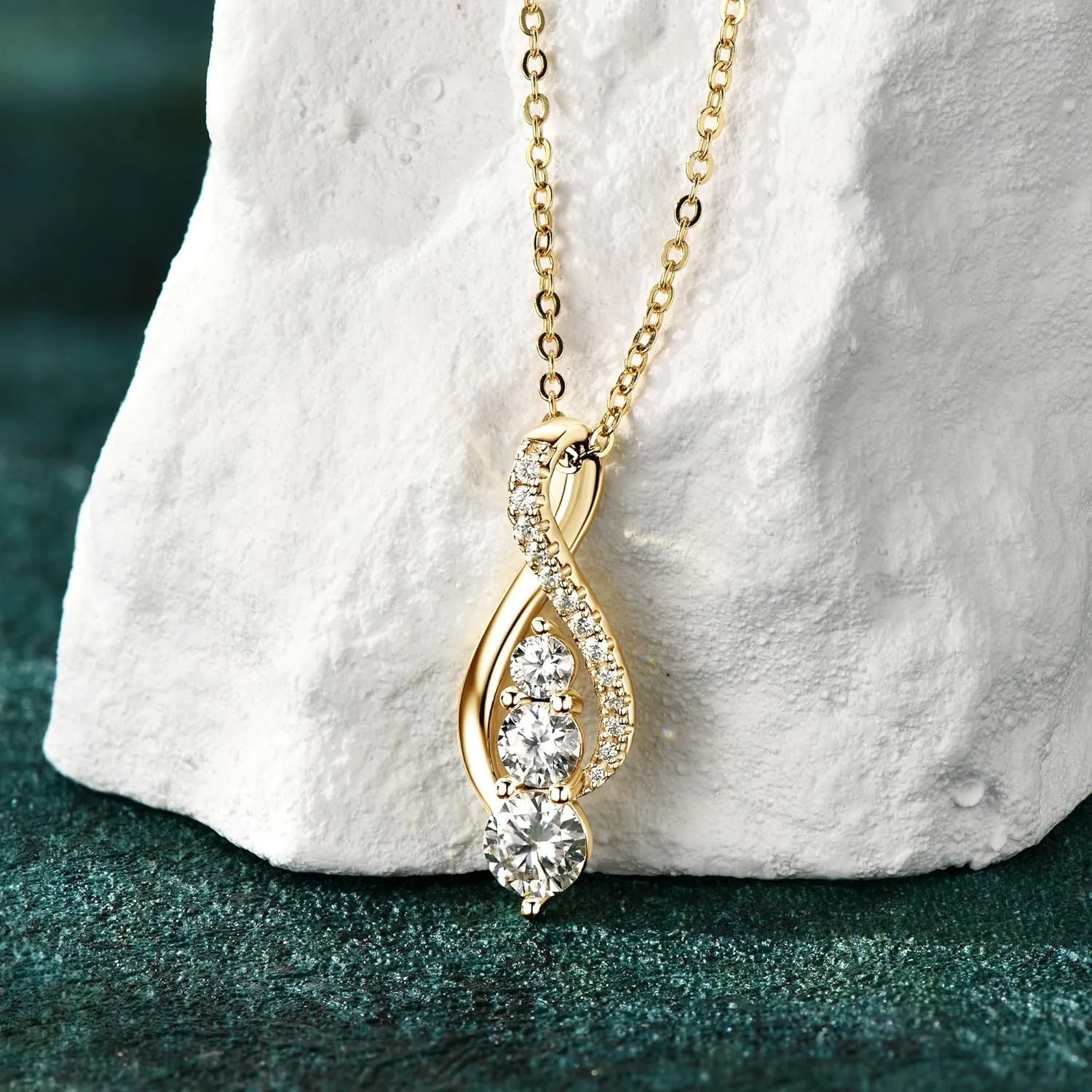 AINUOSHI Infinity Moissanite Necklaces for Women, 925 Sterling Silver Moissanite Pendant Necklace 2ct D Color VVS1 Clarity, White Gold Plated Dainty Necklace for Women Jewelry Gifts
