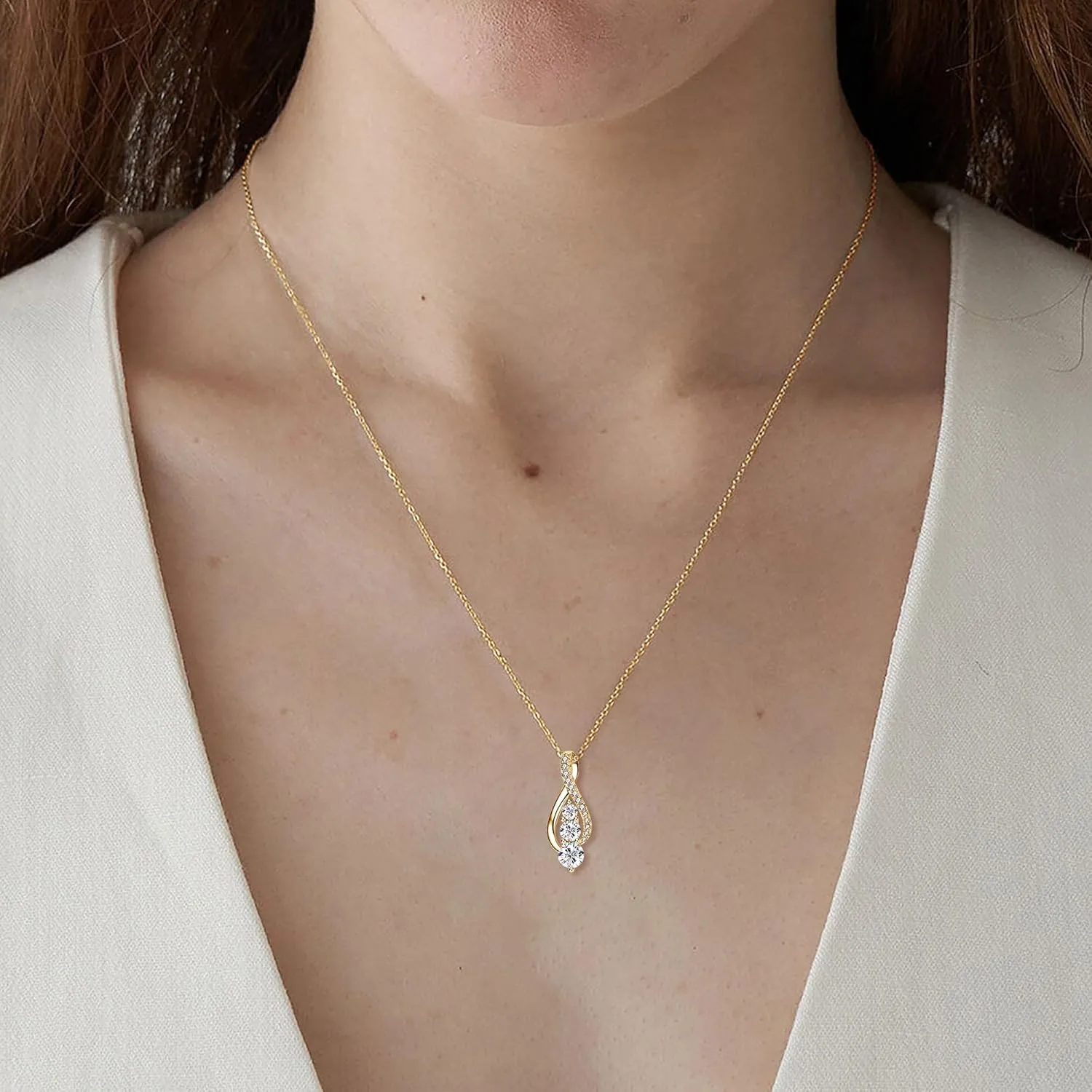 AINUOSHI Infinity Moissanite Necklaces for Women, 925 Sterling Silver Moissanite Pendant Necklace 2ct D Color VVS1 Clarity, White Gold Plated Dainty Necklace for Women Jewelry Gifts