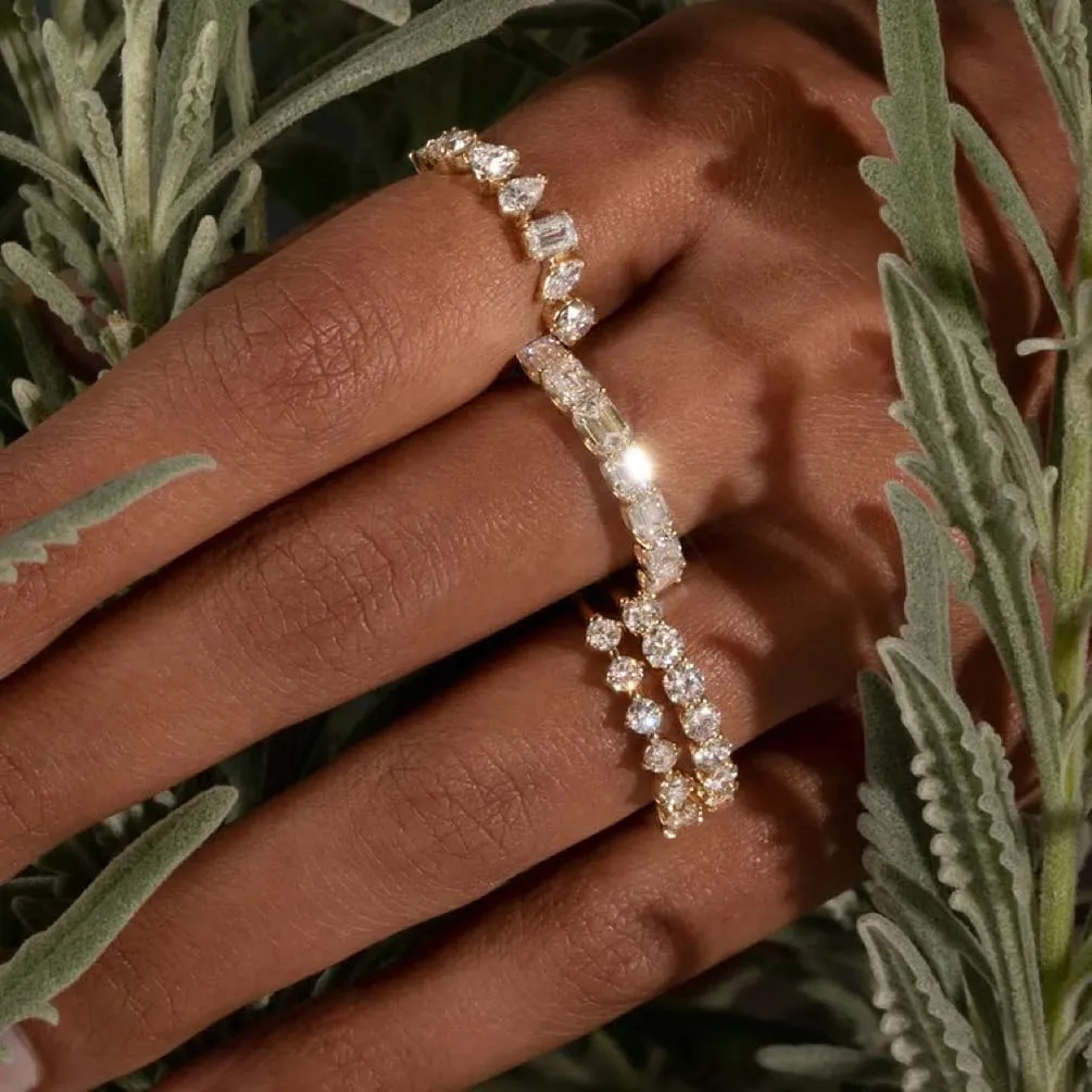 ALEXTINA 4 Pieces Stacking Gold Rings for Women Dainty Cubic Zirconia Wedding Band Micro Pave Diamond Ring Set Gold Knuckle Women Rings Set
