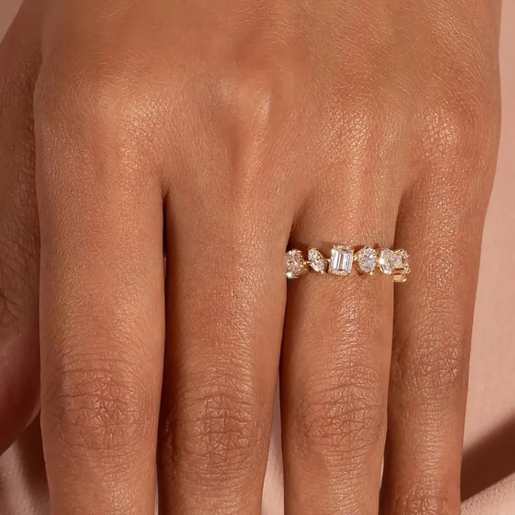 ALEXTINA 4 Pieces Stacking Gold Rings for Women Dainty Cubic Zirconia Wedding Band Micro Pave Diamond Ring Set Gold Knuckle Women Rings Set