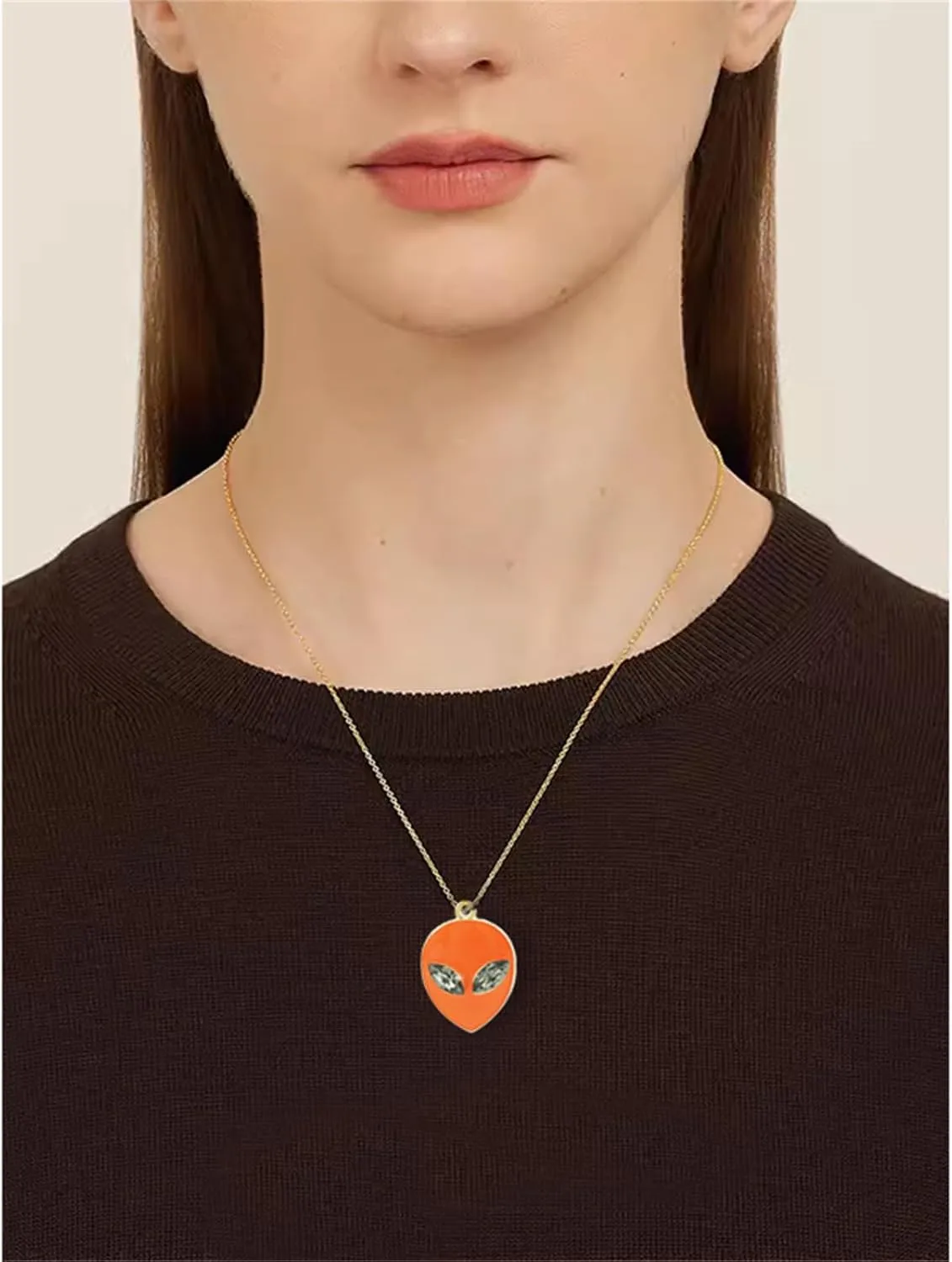 Alien Earring And Necklaces Set for Women Men Creative Cute Cartoon Alien Head Dangle Drop Earrings Funny Novelty Statement Earring Halloween Costume Party Jewelry