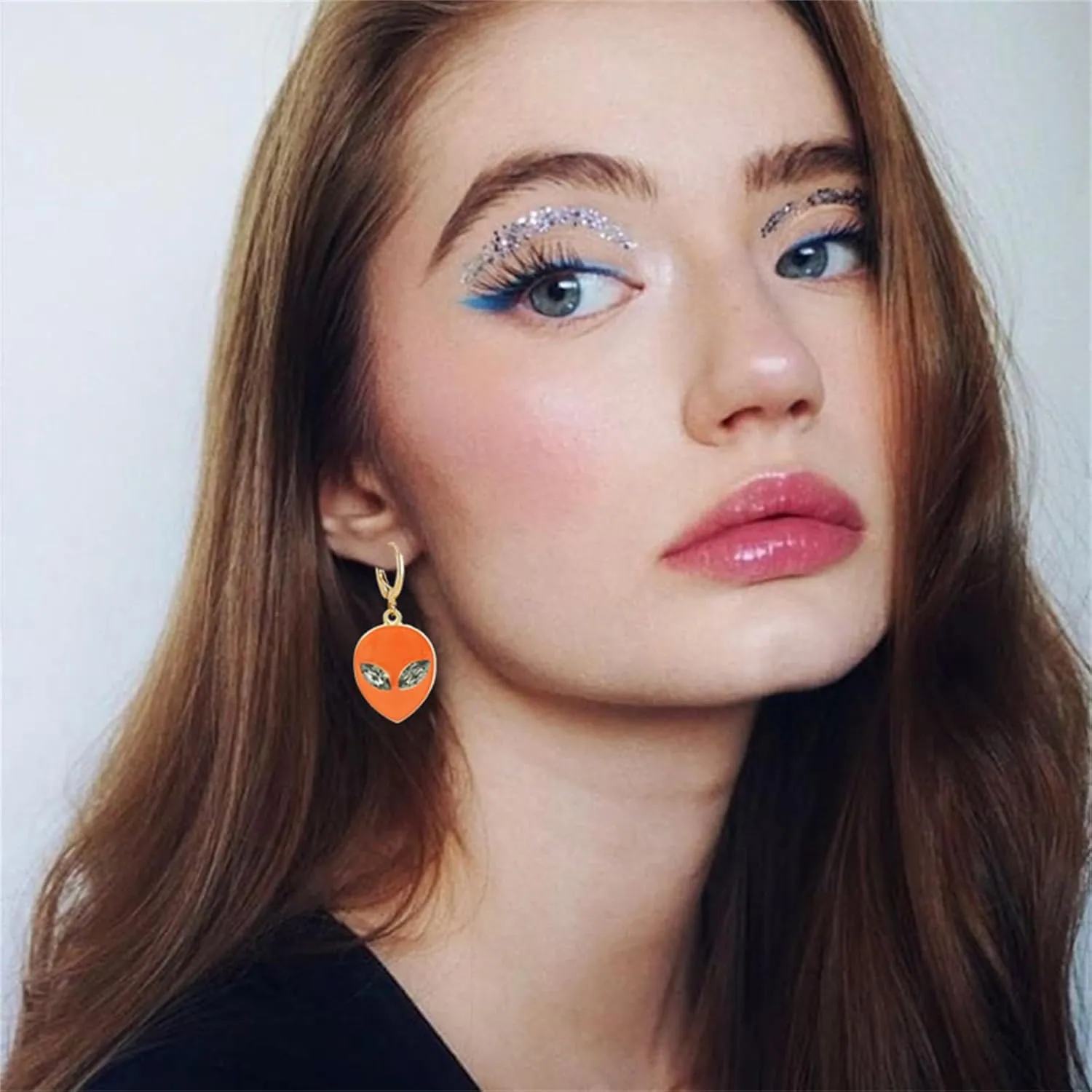Alien Earring And Necklaces Set for Women Men Creative Cute Cartoon Alien Head Dangle Drop Earrings Funny Novelty Statement Earring Halloween Costume Party Jewelry