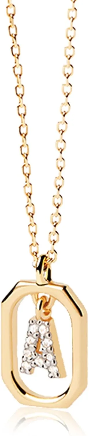 AMORAMOR & FOREVER 14k Gold Plated Dainty Initial Necklaces for Women Monogram Cute Letter Name Choker Necklaces Personalized Tiny Pendant CZ Cubic Zirconia Necklace