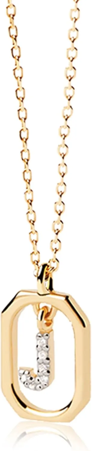 AMORAMOR & FOREVER 14k Gold Plated Dainty Initial Necklaces for Women Monogram Cute Letter Name Choker Necklaces Personalized Tiny Pendant CZ Cubic Zirconia Necklace