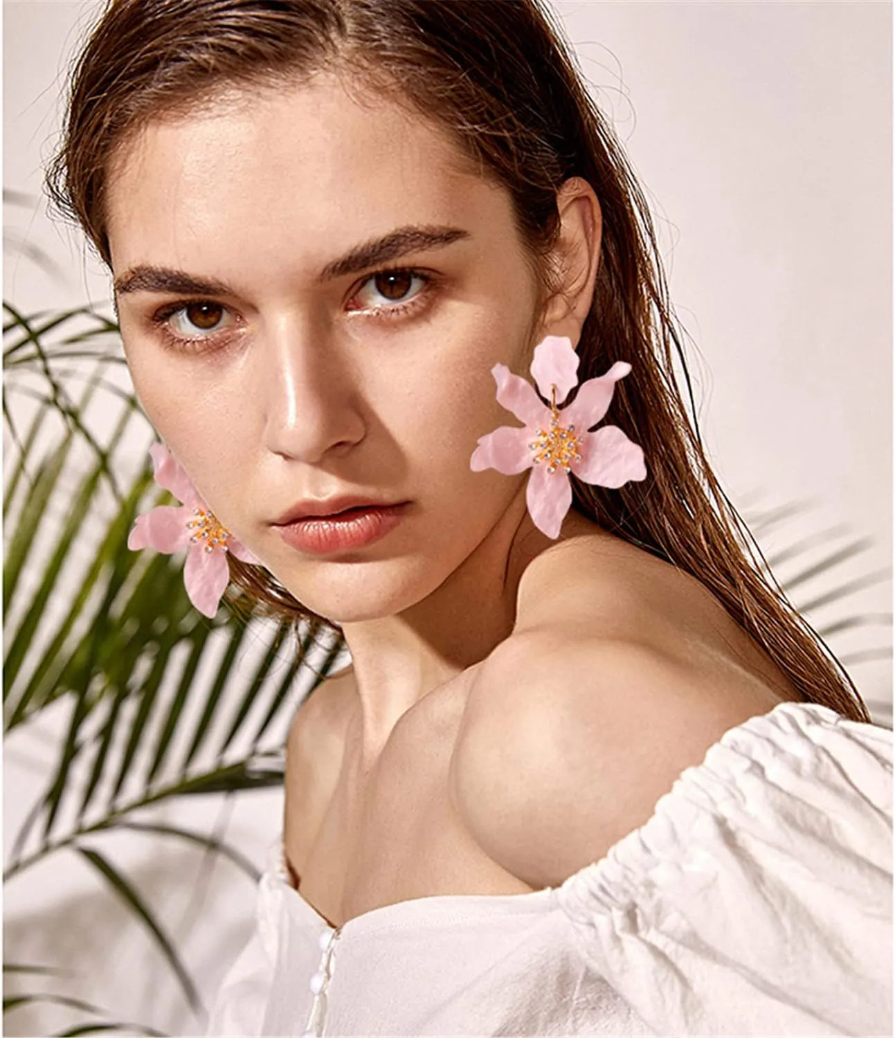 ANDPAI Unique Bohemian Oversized Acrylic Resin Flower Dangle Drop Earrings Retro Large Hawaii Flower Lei Earrings for Women Statement Jewelry Gifts