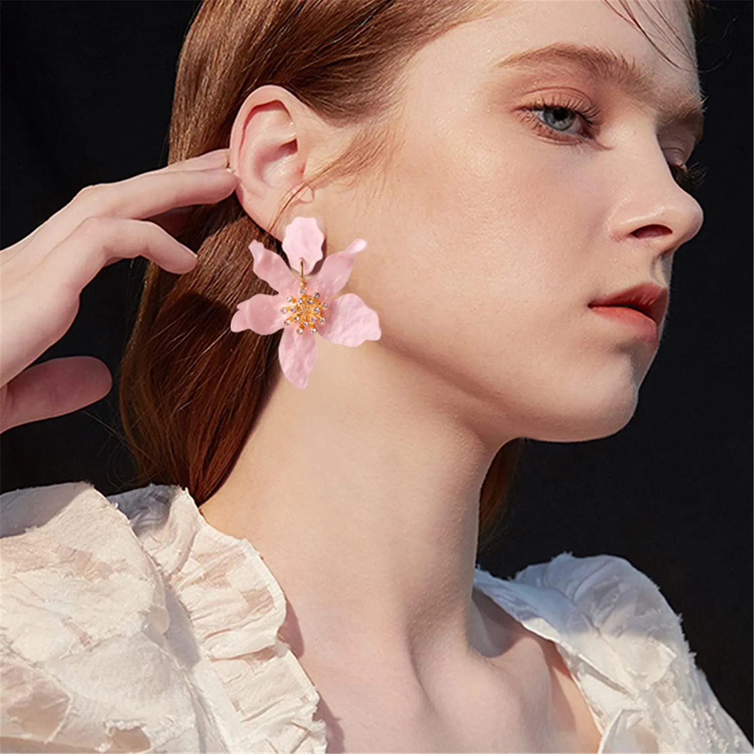 ANDPAI Unique Bohemian Oversized Acrylic Resin Flower Dangle Drop Earrings Retro Large Hawaii Flower Lei Earrings for Women Statement Jewelry Gifts