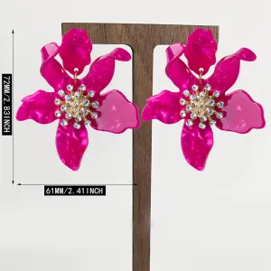 ANDPAI Unique Bohemian Oversized Acrylic Resin Flower Dangle Drop Earrings Retro Large Hawaii Flower Lei Earrings for Women Statement Jewelry Gifts