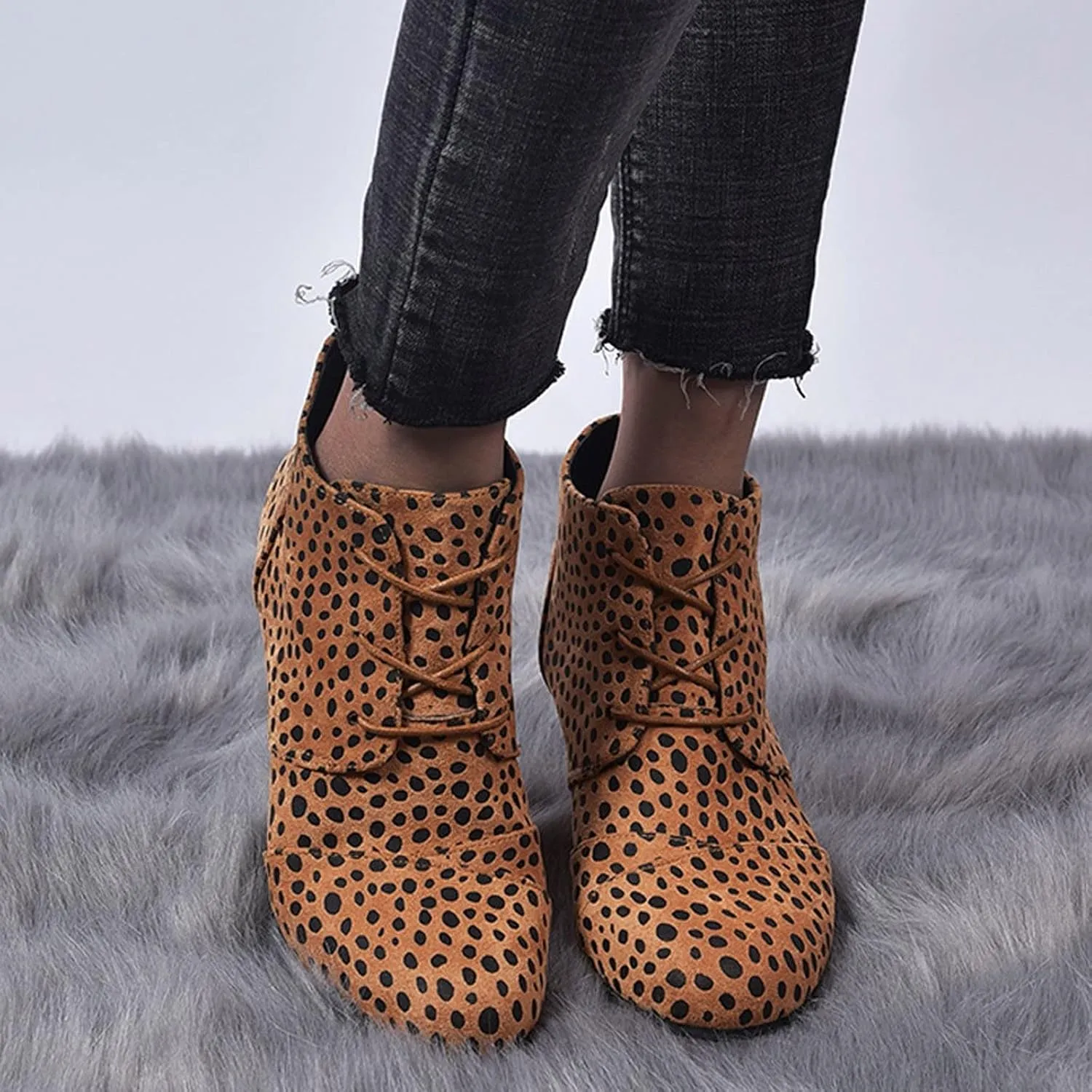 Ankle Boots Women Black Boot Walking Boots Women Lace Up Booties Low Heel Womens Booties and Ankle Boots with Heel Women Ankle Boots Black