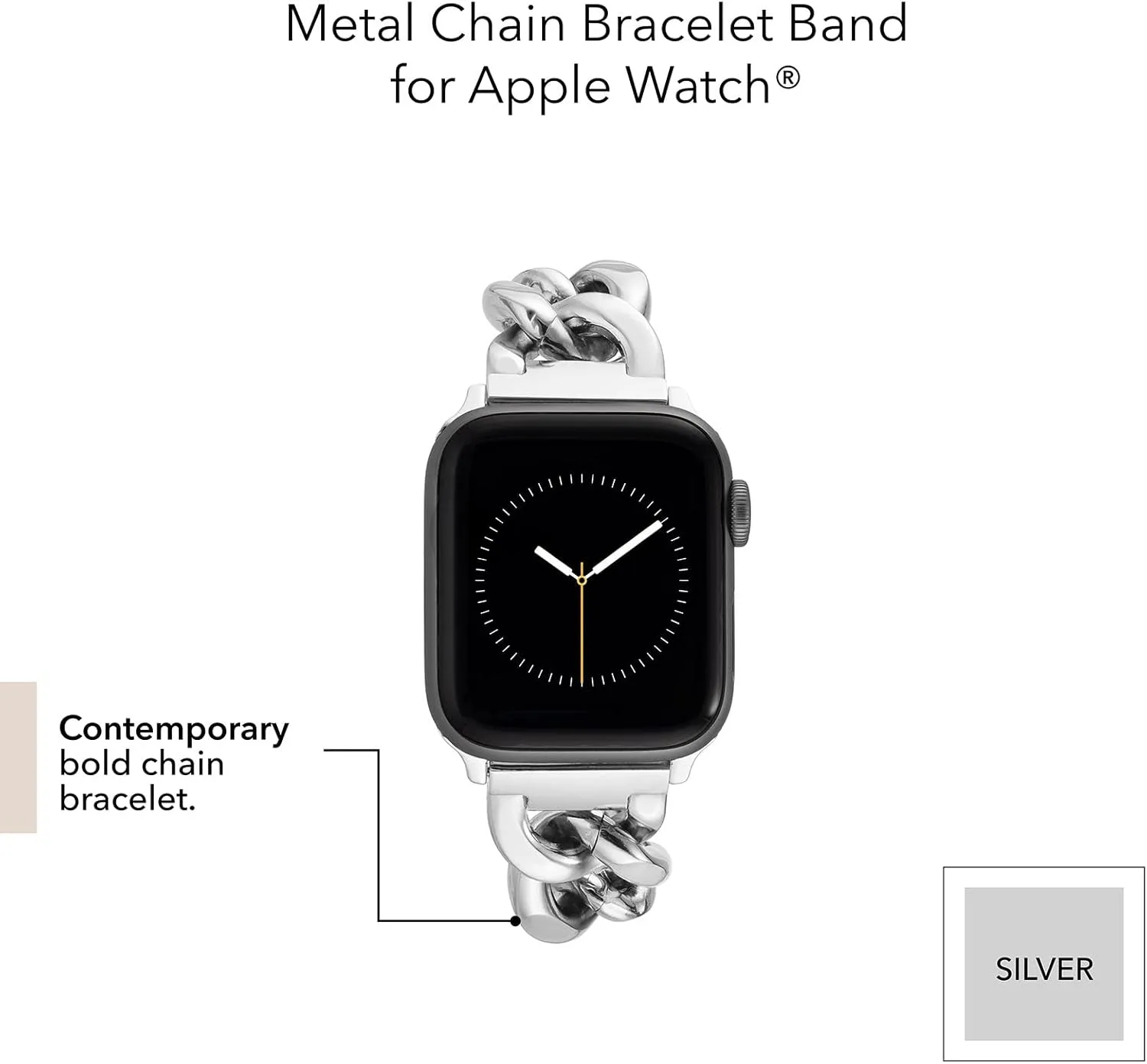 Anne Klein Fashion Chain Bracelet for Apple Watch, Secure, Adjustable, Apple Watch Replacement Band, Fits Most Wrists