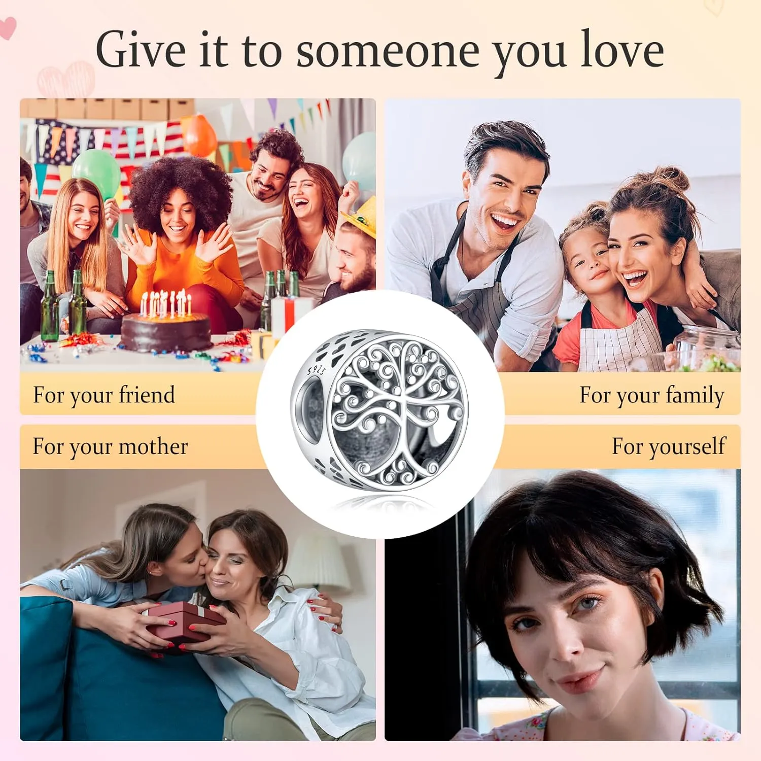 Annmors Family Charm Love your Dad Mon Sister Infinity Charm fits Bracelets, 925 Sterling Silver-Lucky Charm for Woman Pendant Bead, Jewelry Beads Gifts for Family Women Bracelet&Necklace