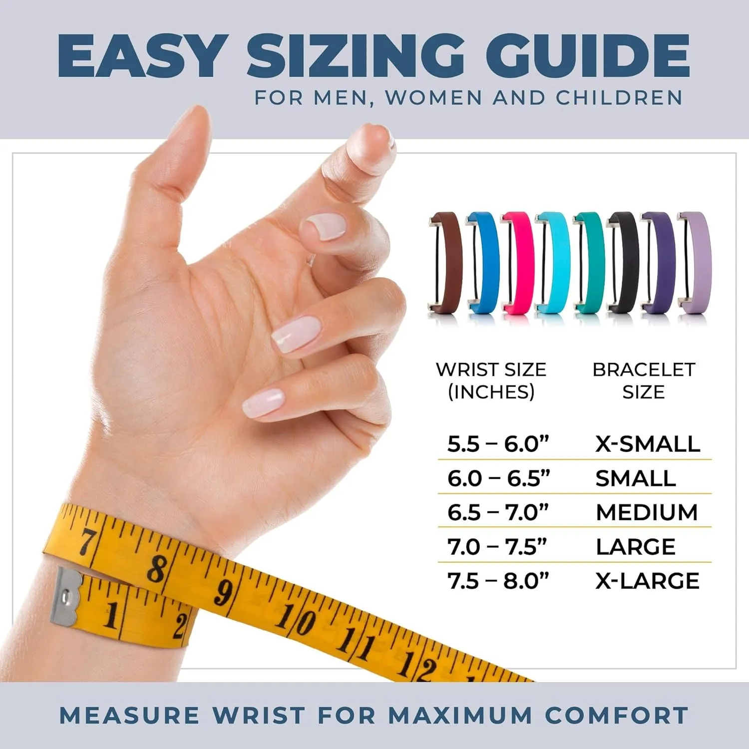 ANXIETY BRACELET for All-Day Stress Relief and Positive Mental Focus; Multiple Sizes and Colors