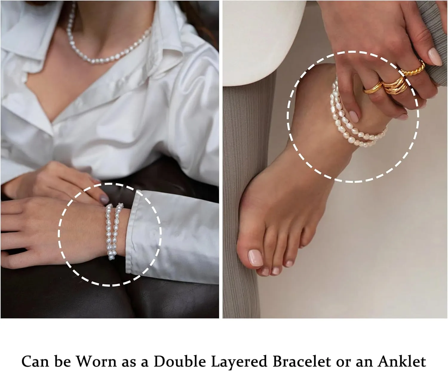 Aobei Pearl Gemstone Beaded Choker Necklace for Women Boho Turquoise/Cultured Freshwater Pearls/Garnet/Amazonite Jewelry