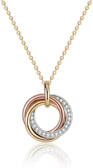 Ascona S925 Sterling Silver 3 Circles Necklaces Tricolor Generation Necklace for Women Interlocking Rings Pendant Necklace Great Grandma Christmas Mothers Day Valentines Day Gifts