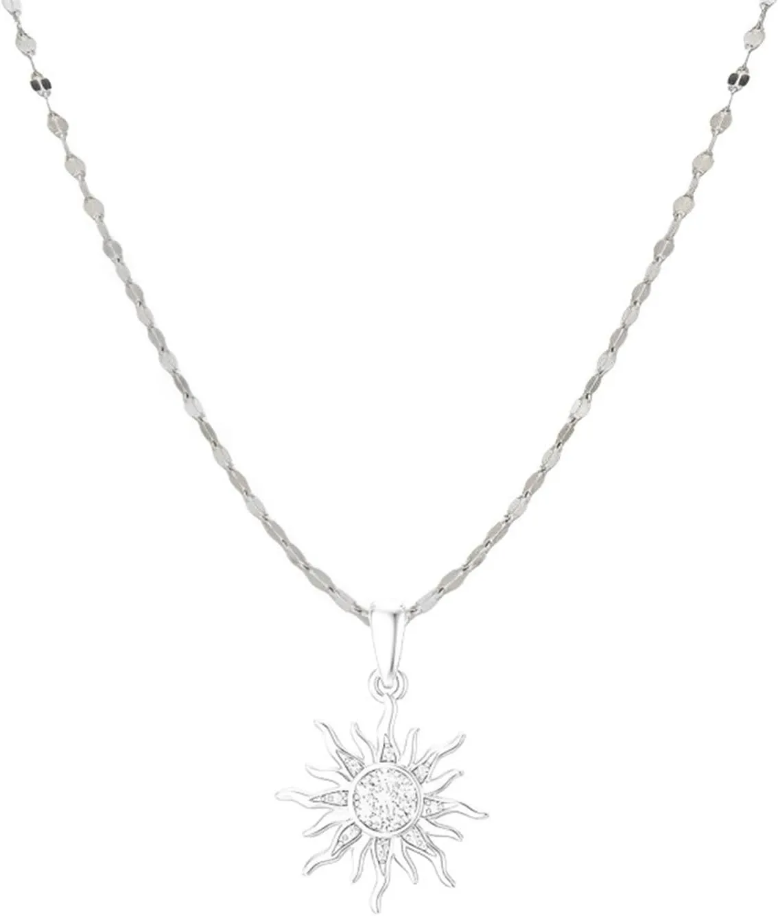 AVELI 18k Gold Plated Sun Star Pendant Charm Necklace with Lab Created Diamonds - Rapunzel Tangled Enchanted Inspired Sun Jewelry, Magical Fairytale Hypoallergenic Necklace for Women