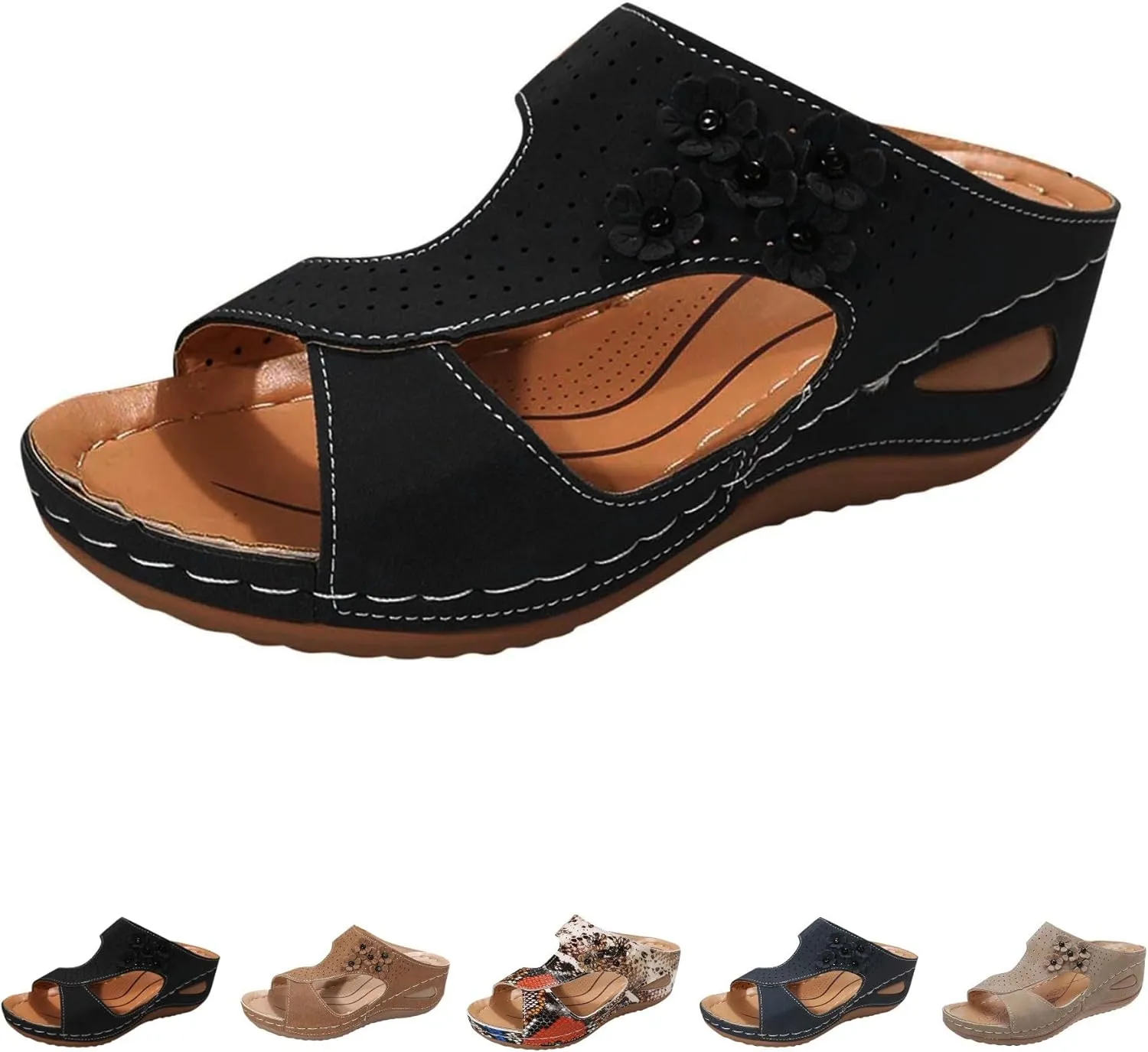 Avylays Orthopedic Sandals for Women, Women Walking Sandals with Arch Support Wedge Sandals Comfortable Beach Sandals