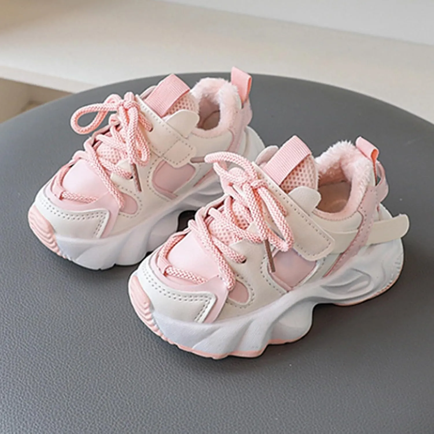 Baby Boys Girls Breathable Casual Sneakers Outdoor Sports Lace-Up Chunky Platform Running Tennis Shoes for Kids