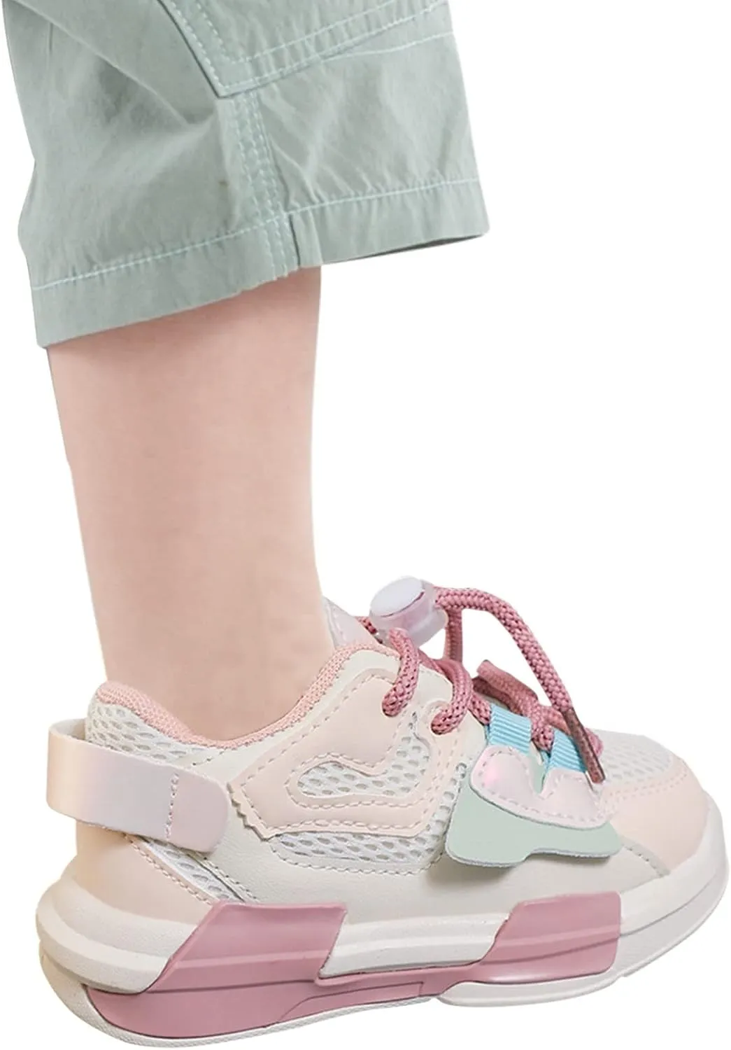 Baby Infant Breathable Leather Sneakers with Lace Cute Sole Chunky Lightweight Non Slip Sport Shoes for Toddler
