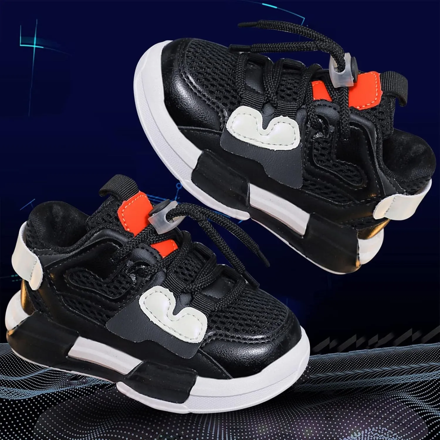 Baby Infant Breathable Leather Sneakers with Lace Cute Sole Chunky Lightweight Non Slip Sport Shoes for Toddler