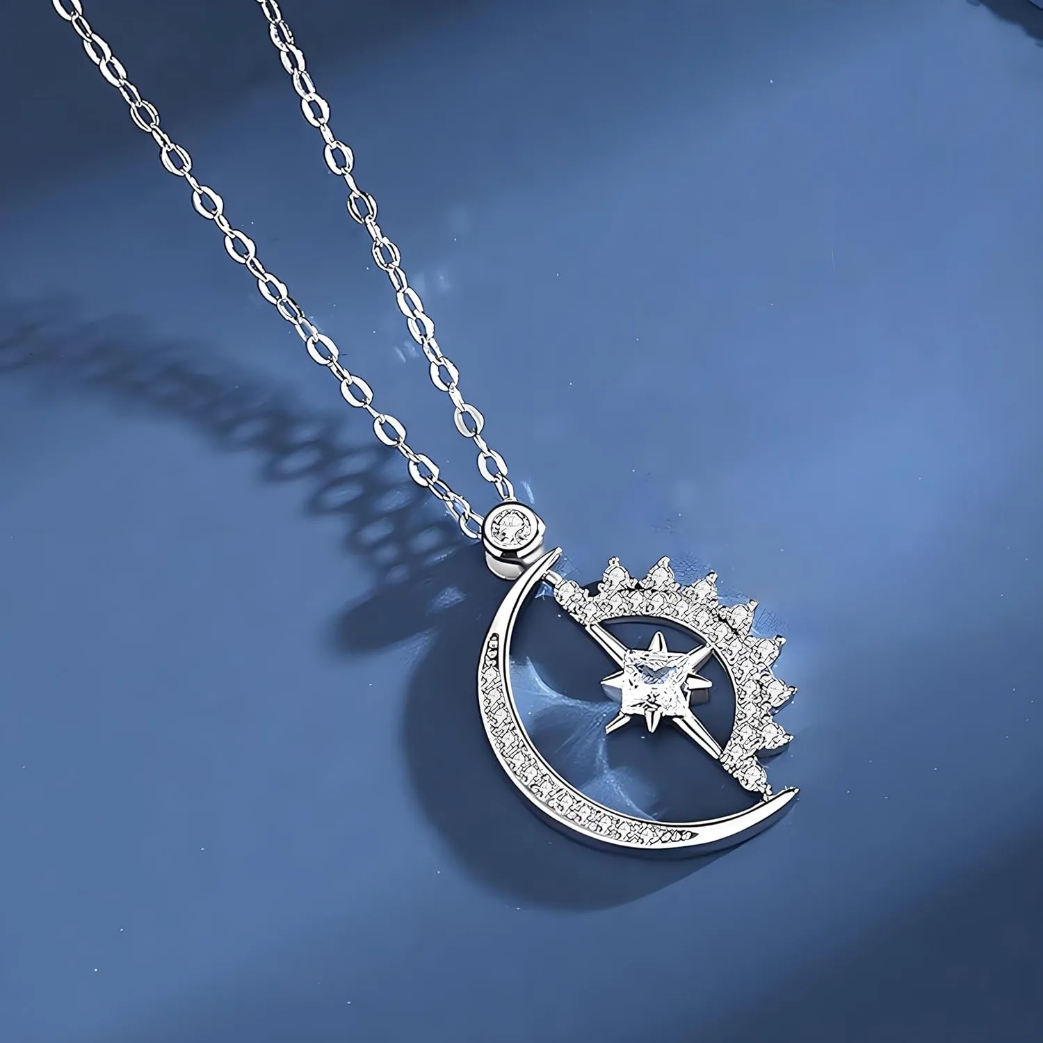 Badass Squad Necklace for Women, Rotatable Star and Moon Best Friend Friendship Pendant Necklace ''We Always Have Each Other's Back'' Meaningful Bestie Christmas Jewelry Gifts