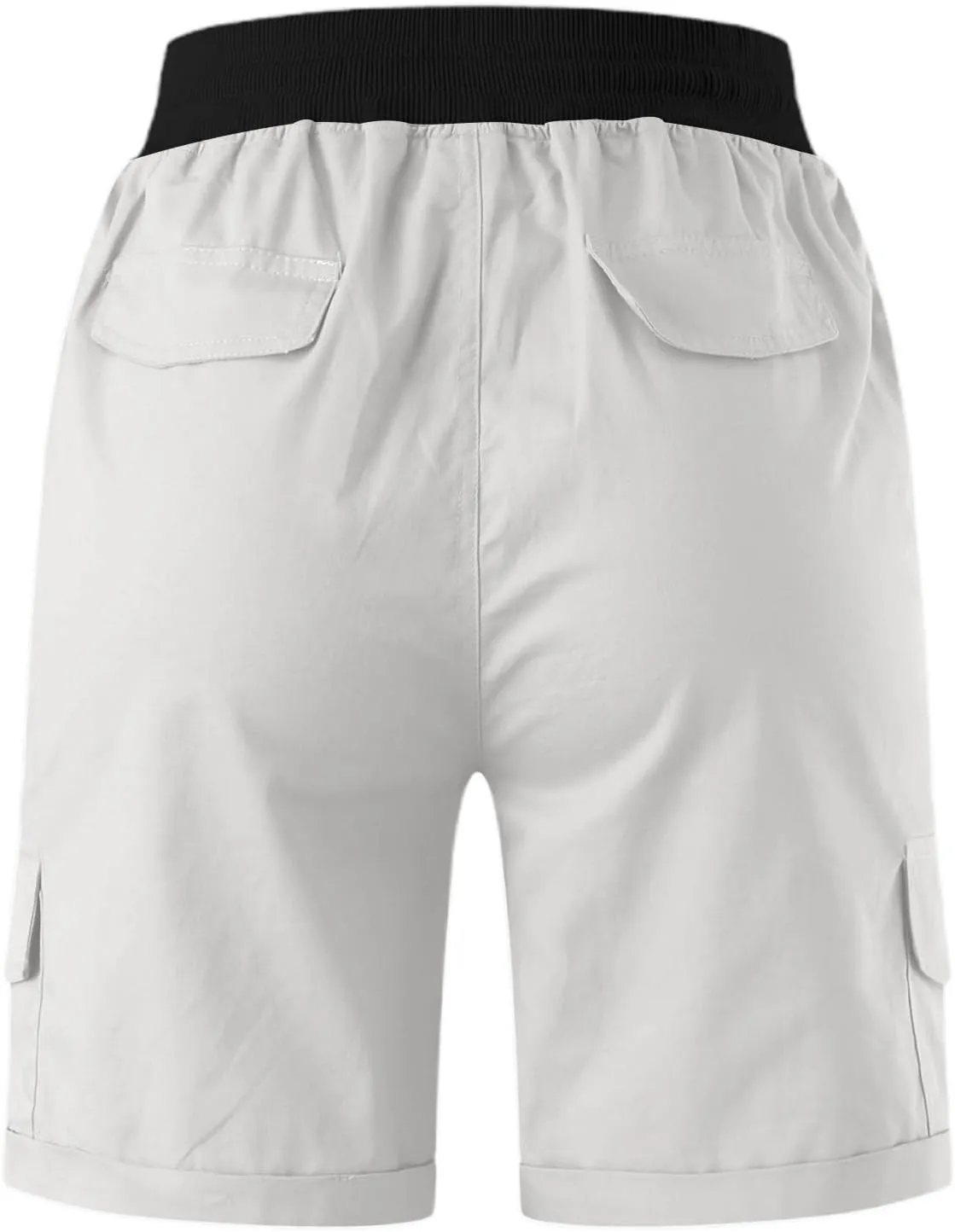 Baggy Cargo Shorts Women Elastic High Waisted Drawstring Summer Twill Hiking Shorts Loose Fit Outdoor Outfits w/Pockets