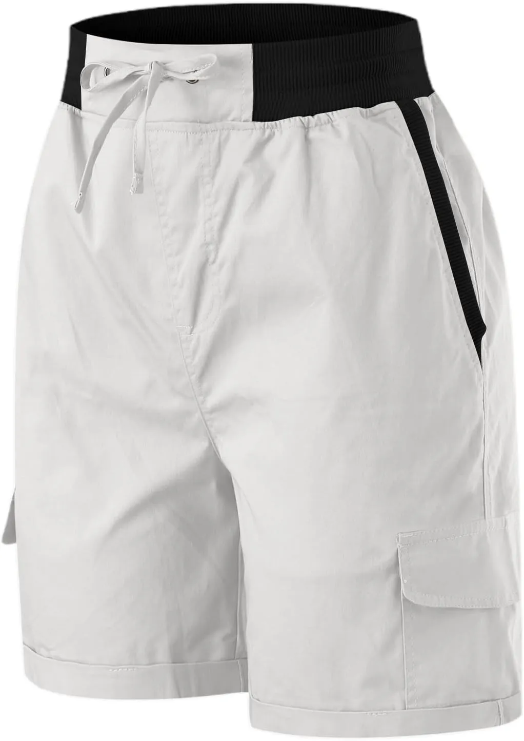 Baggy Cargo Shorts Women Elastic High Waisted Drawstring Summer Twill Hiking Shorts Loose Fit Outdoor Outfits w/Pockets